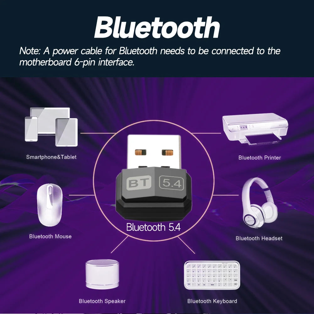 Adaptador USB Bluetooth 5.4 5.3 Dongle para PC, altavoz, ratón inalámbrico, teclado, música, audio, receptor, transmisor, unidad gratuita