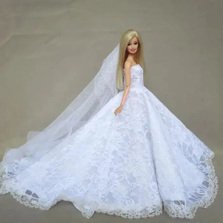 fashion for barbie elegant lady wedding dress for barbie doll clothes princesa for bjd 1/6 dress long dress accessories - Lootquake