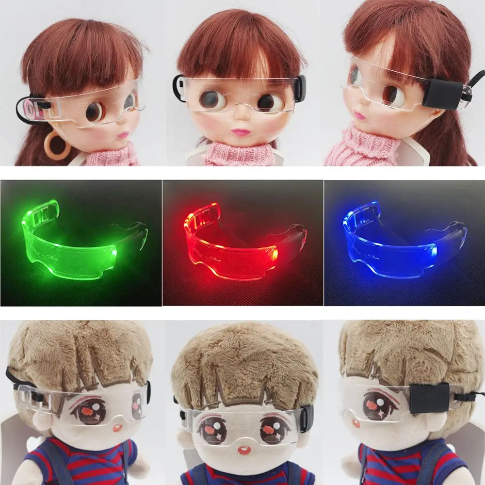 Labubu LED Punk Glasses Labubu Doll 3-color Luminous Glasses Cool Night Light Future Technology Glasses Mini Edition