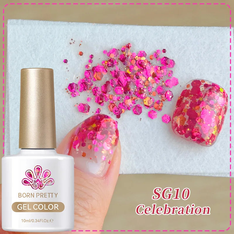 BORN PRETTY 10ml Reflective Glitter Gel Nail Polish Carat Mirage Sparkling Color Shine UV LED Soak Off Semi-Permanant Varnish