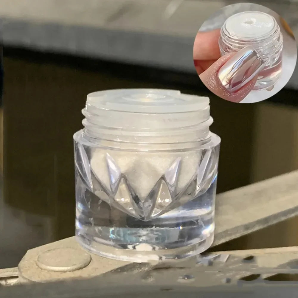 1 pieza de polvo de uñas con efecto espejo Moonlight, plateado, con purpurina fina y efecto metálico, pigmento en gel, esmalte de uñas holográfico cromado, para salón de arte.