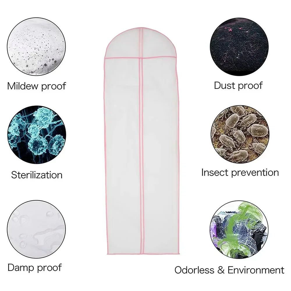 Funda protectora para vestido de novia, 1/2/5 unidades, 180 cm, para colgar ropa de novia, traje, abrigo, bolsa de almacenamiento para el hogar.
