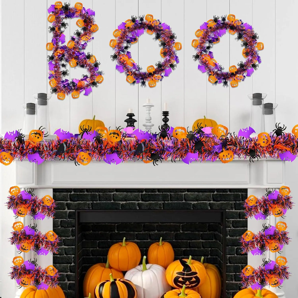 3PCS Halloween Party Streamers - Thickened Bat/Spider/Pumpkin Decor, Haunted House Hanging Garlands, Festive Ghost Festival Deco