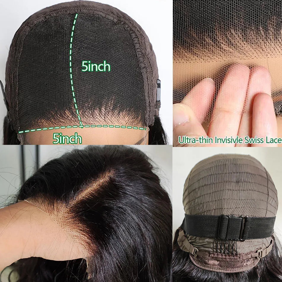 100% Indian Hair | Remy Wear and Go | Glueless | Human Hair | Pre Plucked | Pre Cut | Bouncy | Loose | Body Wave | Lace Front Wigs