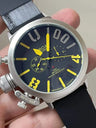 Mens Mechanical Automatic U Black Wristwatch Stainless Steel Rubber White Blue Left Hook Big Boat Watch 50mm - Lootquake