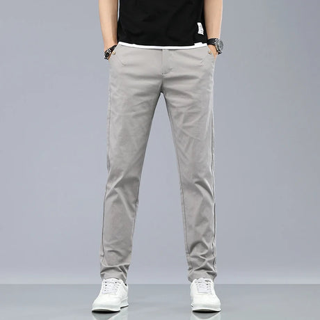 2024 New Men's Classic Korean Solid Color Summer 3 Colors  Casual Pants Business Fashion Stretch Cotton Slim Brand Trousers Male - Lootquake