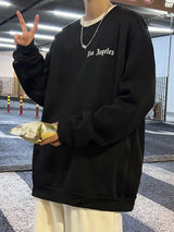 Art Letter Los Angeles Male Sweatshirts Hip Hop Simple Pullovers Fleece Casual Hoodies Autumn Comfortable Streetwear Sportswear - Lootquake