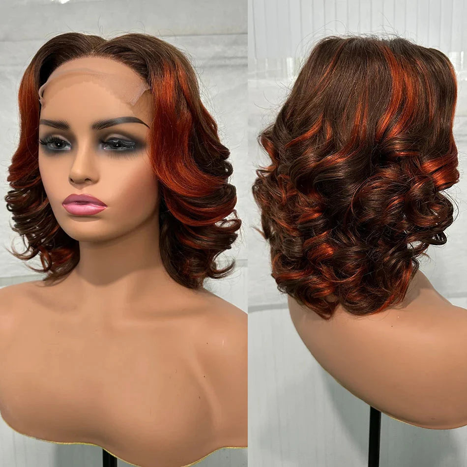 100% Human Hair | Highlight | Vietnamese | Bob | Bouncy | Loose | Curly | HD Lace Closure | Glueless Wigs | Human Hair | Ready To Wear