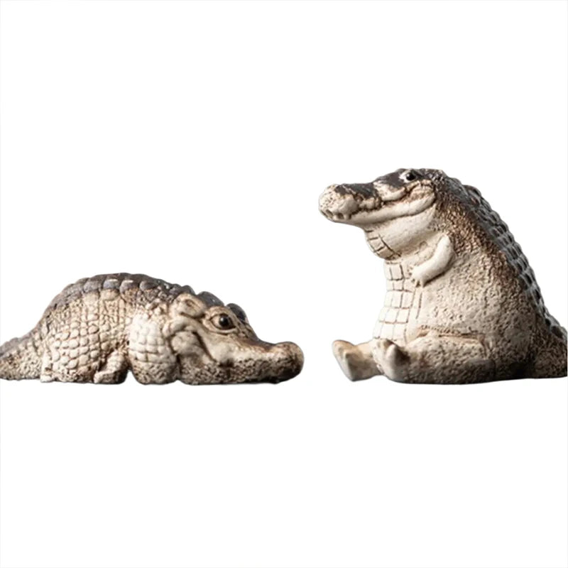 Cute And Lovely Small Crocodile Garden Statue Durable Art Figurine For Backyard Parks Creative Animals Sculpture Home Decoration