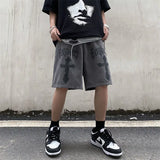 National tide dark cross print casual shorts men's loose hiphop American street hip-hop style five-point pants y2k shorts men - Lootquake
