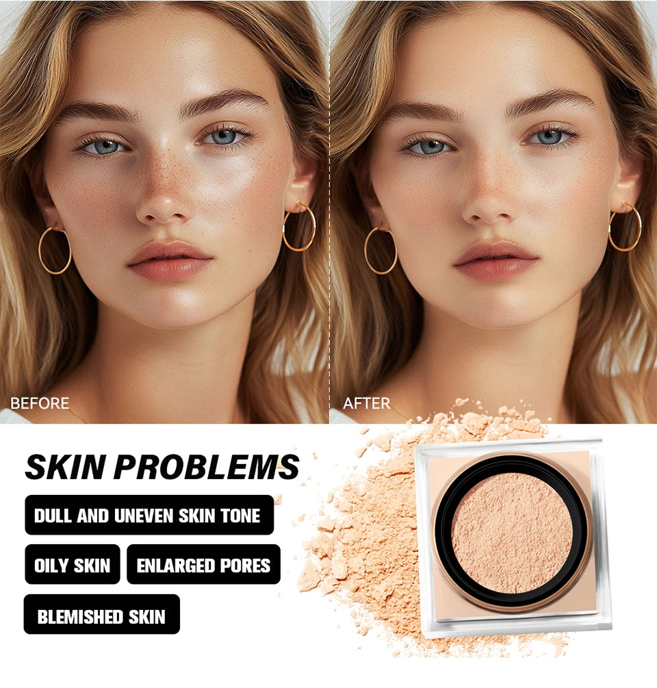 Polvos sueltos de maquillaje rosa, transparentes, naturales, para acabado facial, profesionales, con control de grasa, resistentes al agua, mates, fijadores.