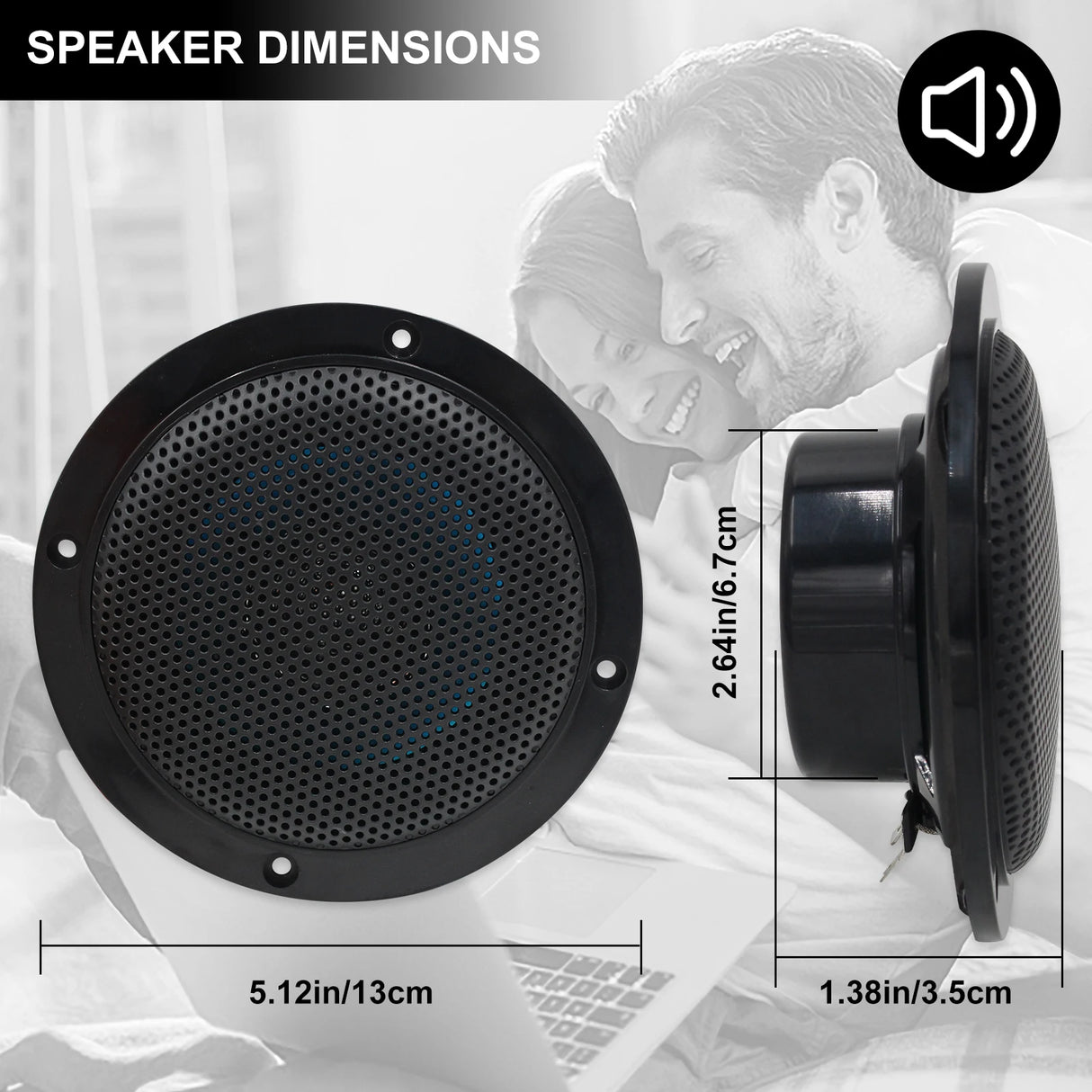 Herdio 2PCS 4 Inch Ceiling Bluetooth Speaker Kit Water Resistant 160W Marine Speakers For Bathroom Kitchen Home Outdoor Camper