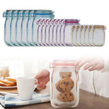 Bolsas reutilizables para frascos de vidrio, nueces, dulces y galletas, de plástico selladas, para almacenamiento en el hogar, 3 tamaños, con cierre hermético, 20 o 40 unidades