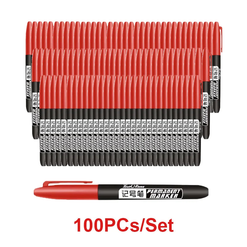 6PCs/Set Permanent Marker Pen Fine Point Waterproof Markers Thin Nib Crude Nib Black Blue Red Ink 1.5mm Fine Color Marker Pens