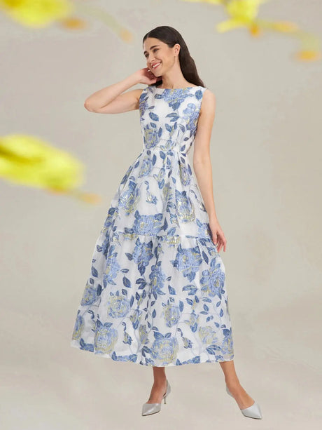 Elegant Organza Woman Dress 2024 New Arrival Long Dress Maxi Evening Sleeveless Beach Boho Summer Embroidery Flower Vestidos - Lootquake