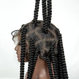 34" Jumbo Box Braids Wig | Full Lace | Cornrow Accents | Natural Color | Kanekalon