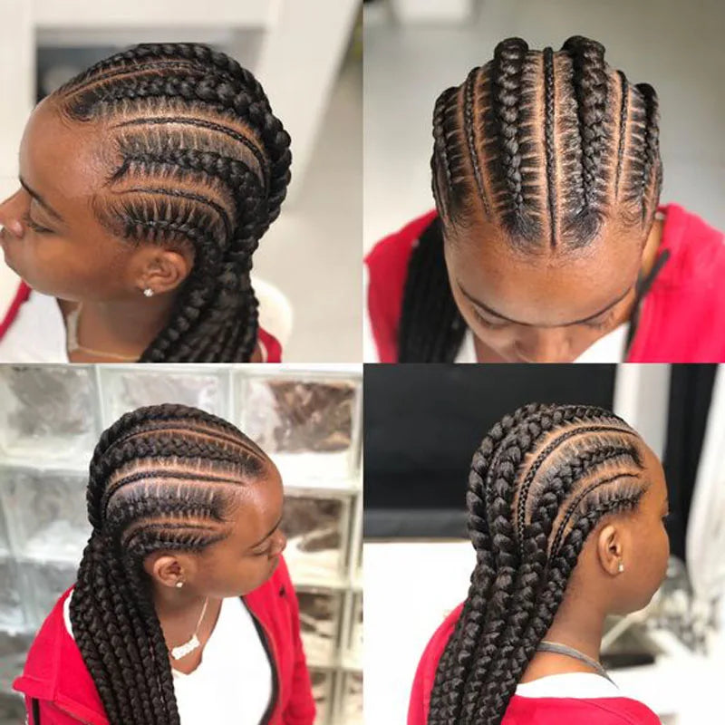 36" Cornrow Braided Wig | Full Lace Frontal | With Baby Hair | For Black Women