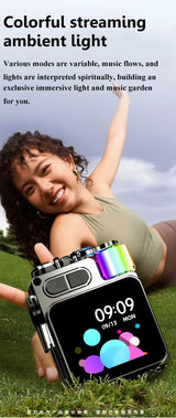 Mini haut-parleur Bluetooth intelligent à écran tactile, lecteur audio portable, appel mains libres sans fil, boîte à musique MP3, prise en charge de la lecture TF, contrôle par application