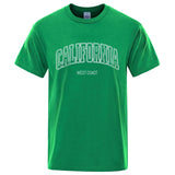 California West Coast Street Letter Tops Men Hip Hop Crewneck Tee Clothes T Shirt Summer Breathable T-Shirt Street Cotton Tshirt - Lootquake