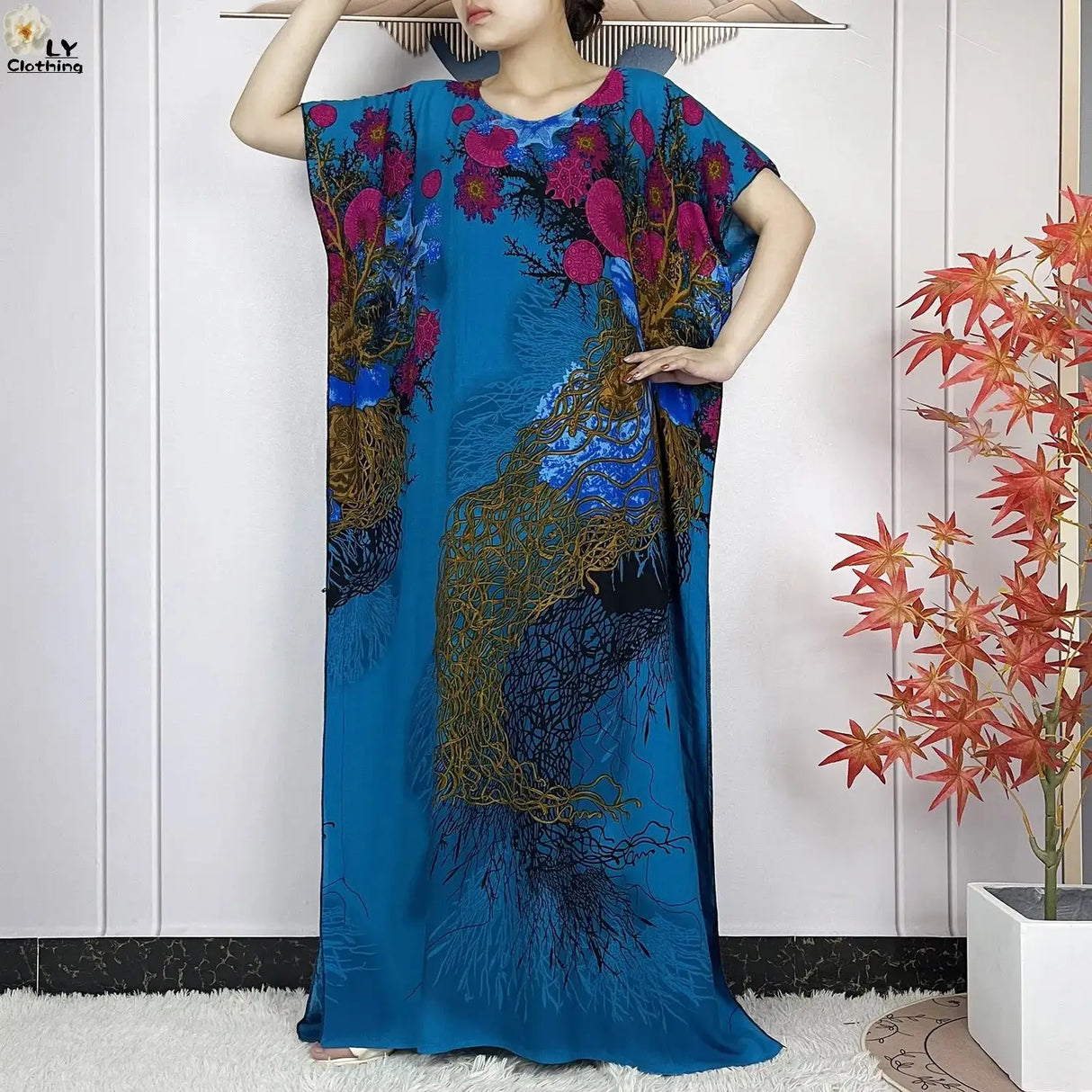 2024 Latest Muslim Sets Women Clothing Cotton Floral Loose Dashiki Long Dress African Abaya Dubai Traditional Islamic Clothing