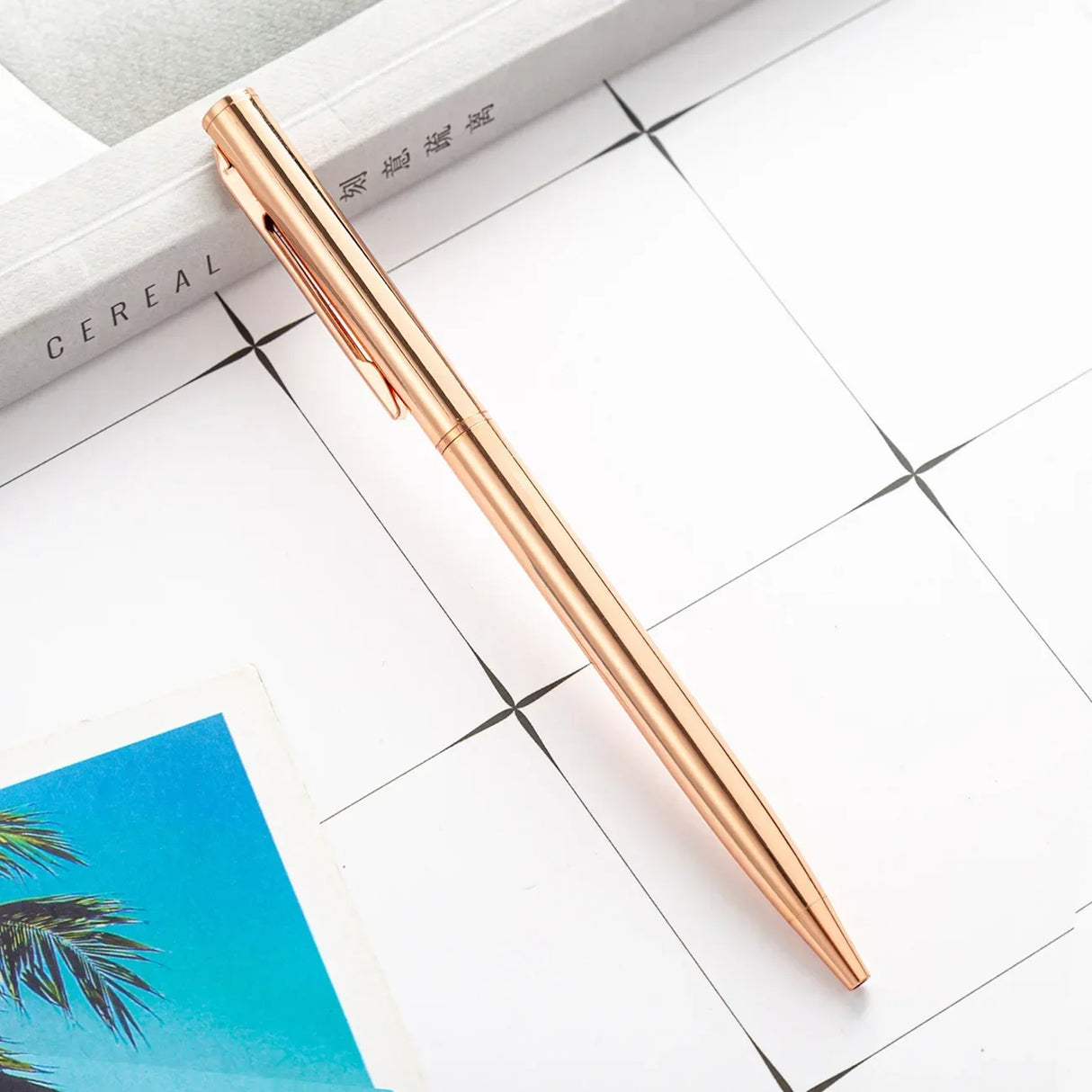 100 Pcs New Advertising Pen Free Custom LOGO Metal Ballpoint Pen Lettering Name Wholesale Hotel Gift Pen Office Supplies