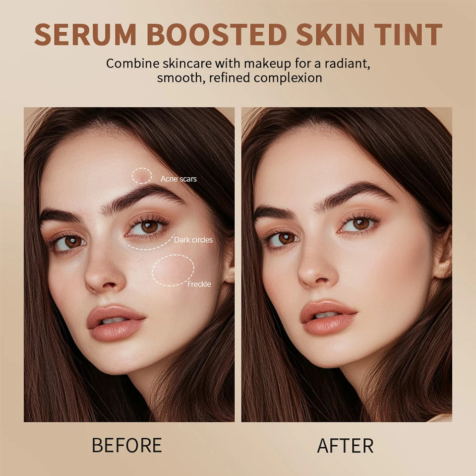 Foundation Tint Stick Balm Serum Boosted Skin Tint Plumper Foundation Stick Smooth Plumper Travel 6 Colors with Fingertips Makeu