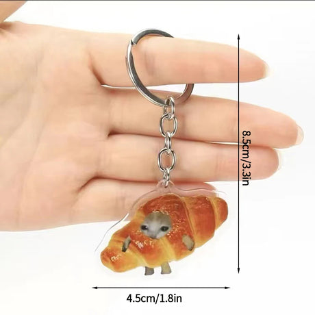 Funny Banana Cat Key Chain Creative Acrylic Happy Cats Schoolbag Pendant Bag Accessories DIY Mobile phone Lanyard Student Gift - Lootquake