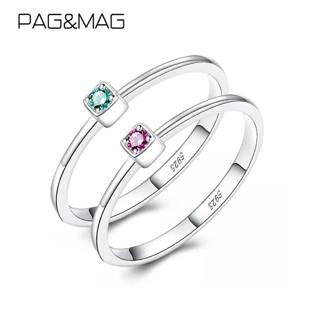 PAG&MAG Real 925 Sterling Silver Ring Gree Red Topaz Rings For Women Gemstone Engagement Rings Silver 925 Jewelry Anillos Mujer - Lootquake