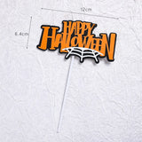Happy Halloween Cake Topper Trick or treat Ghost Hat Bat Spider web Pumpkin Boo Goblin Bones Party Baking Cake Dessert DIY Decor
