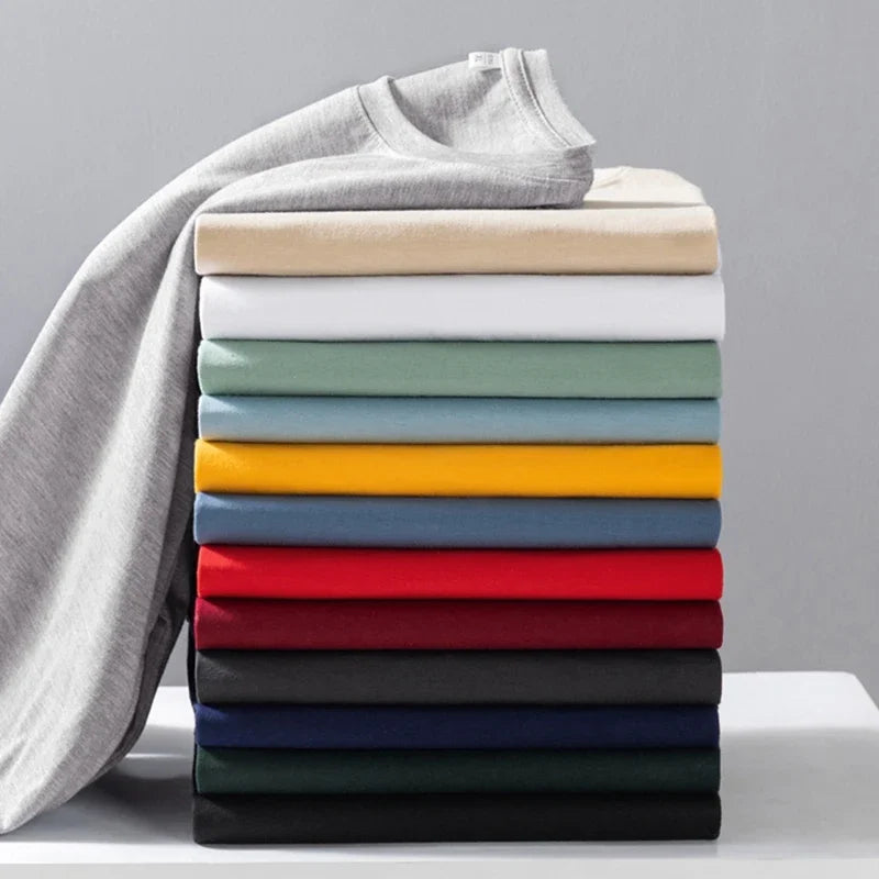 Men's Spring and Autumn New Long Sleeve T-shirt Simple and Fashionable Versatile Round Neck Underlay Top - Lootquake