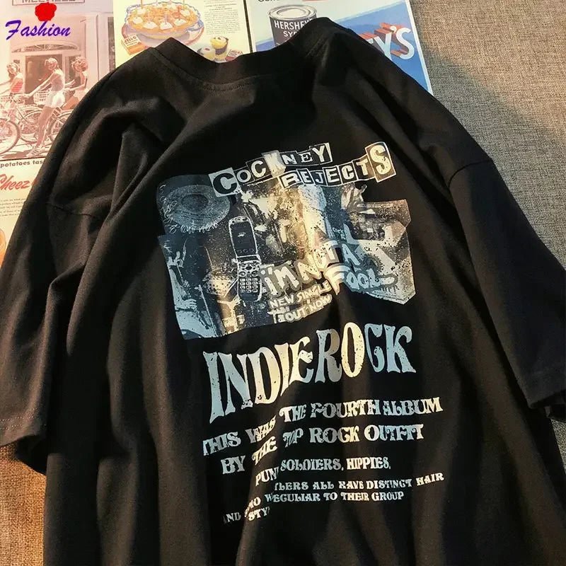 Vintage Female T Shirt Short Sleeved T-shirt Oversized Harajuku Style Grunge Couple Clothes Fashion Women's Tee Y2k Top - Lootquake