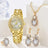 Womens Watches 5Pcs Set Luxury Rhinestone Women Fashion Elegant Wristwatch Quartz Watch For Girl WristWatch Bracelet Gift - Lootquake
