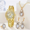 Womens Watches 5Pcs Set Luxury Rhinestone Women Fashion Elegant Wristwatch Quartz Watch For Girl WristWatch Bracelet Gift - Lootquake