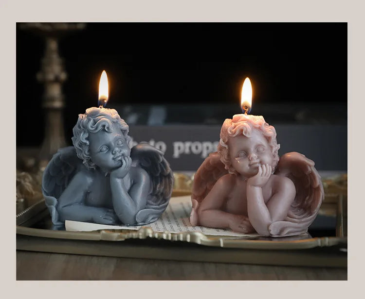 Vela perfumada con forma de ángel para decoración de habitación, estilo nórdico, que alivia la fatiga y crea un ambiente festivo para bodas y cumpleaños.