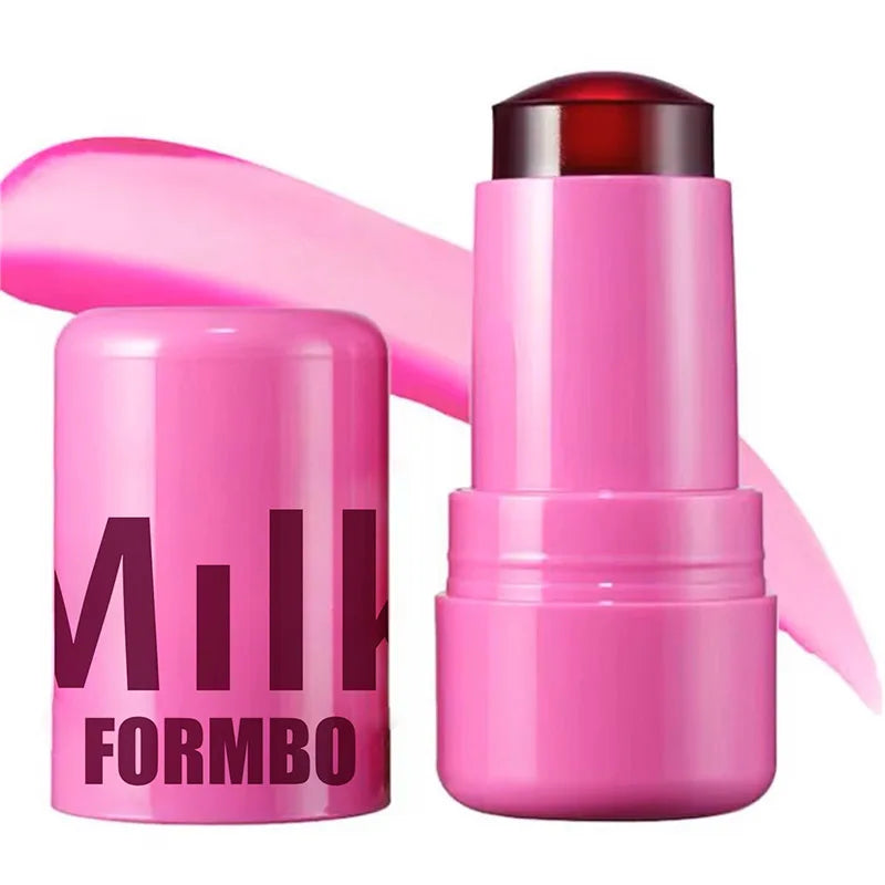 Milk Jelly Lipstick Blush Stick Moisturized Blusher Rouge Cream Shimmer Powder Blusher Stick Beauty Makeup for Women and Girls