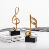 Figuras de notas musicales para decoración del hogar, esculturas de resina doradas, adornos para escritorio, piano, oficina, TV, mueble, recuerdos.