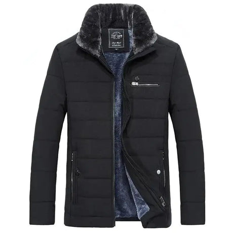 Men's Warm Jacket Winter Coats Fur Collar Windbreaker Cotton Padded Anorak Thick Black Coat Male Casual Fleece Jacket Men - Lootquake