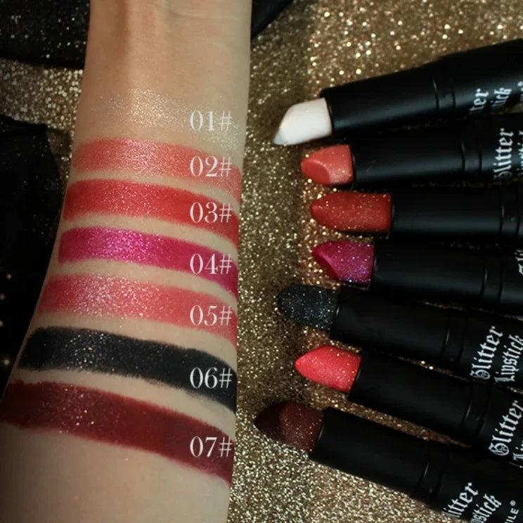 Diamond Pearlescent Lipstick Waterproof Long Lasting Non-stick Cup Matte Velvet Shiny Lipsticks Red Sexy Lips Makeup Cosmetics