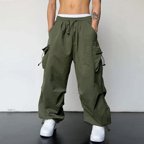 Harajuku Oversized Cargo Parachute Pants Men Streetwear Vintage Y2k Hip Hop Wide Leg Joggers Baggy Casual Sweatpants Techwear - Lootquake