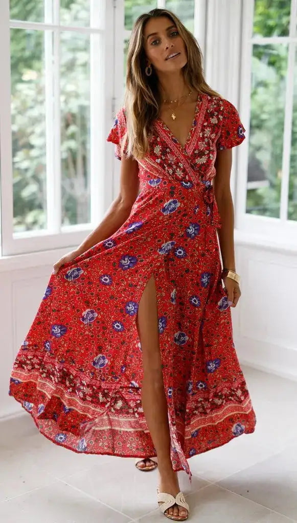 Vestido largo sexy con estampado de vacaciones de verano 2024 para mujer