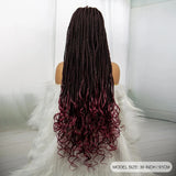 36 Inch Synthetic Braided Wigs Knotless Boho Braided Lace Wigs with Curly Ends Lace Front Braiding Hair Wig for Black Women