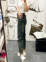 NEW Spring Autumn High Waist Straight Jeans Loose Fit Stretch Haren Denim Pants Ladies Ankle-Length Jeans Pants 2024 - Lootquake