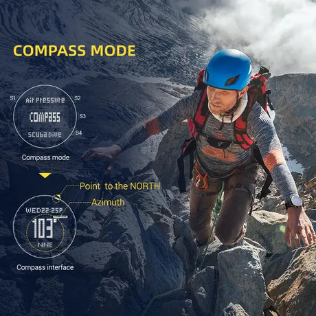 Men Dive Computer Watch Waterproof 100M Smart Digital Free Diving Watches Barometer Compass Temperature Clock - Lootquake