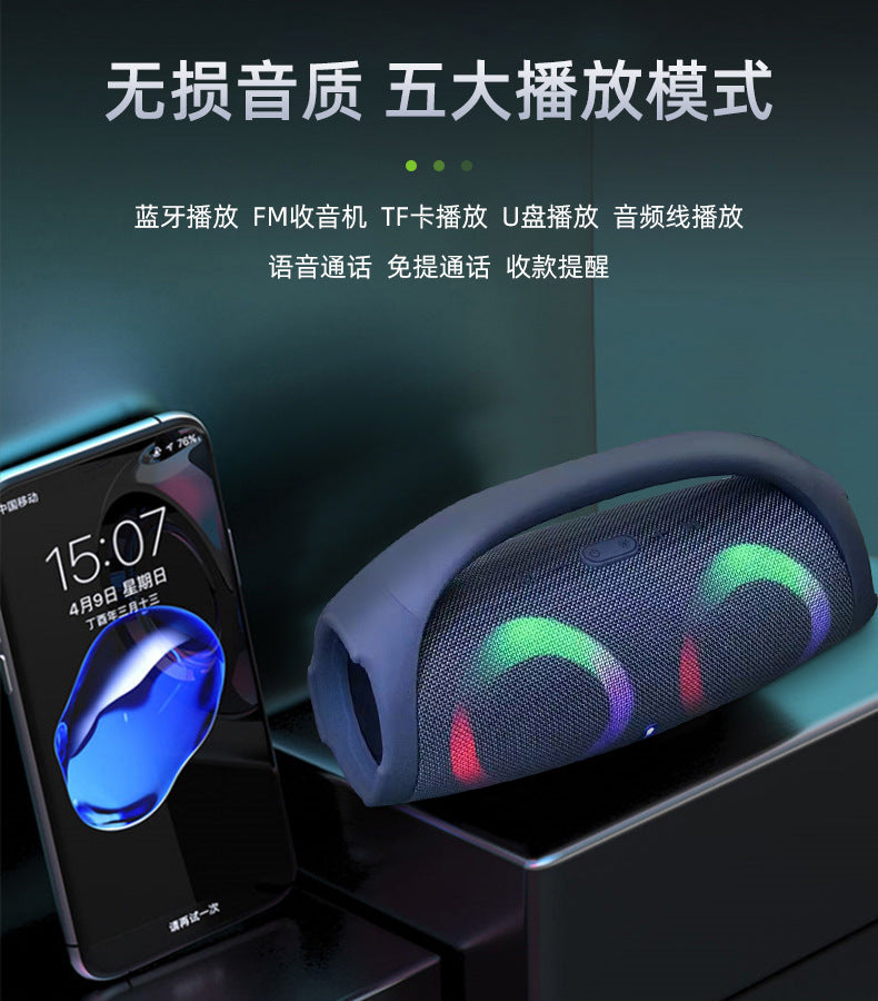 High power bluetooth speaker portable RGB colorful light waterproof wireless subwoofer 360 stereo surround TWS FM boombox
