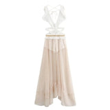2024 Summer Beach Party Robes Women Fashion Deep V Neck Sleevelss See Through Dresses Sexy Printed Tassels Patchwork Long Dress - Lootquake