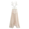 2024 Summer Beach Party Robes Women Fashion Deep V Neck Sleevelss See Through Dresses Sexy Printed Tassels Patchwork Long Dress - Lootquake
