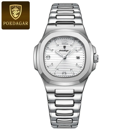 POEDAGAR Luxury Square Watch For Woman Luminous Waterproof Date Ladies Watch Elegant Women's Quartz Watches Simple Female Clock - Lootquake
