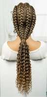 28" Burgundy Knotless Braids Wig with Curly Ends | Lace Front | Baby Hair