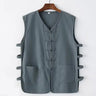 Vintage Vest Men Cotton Linen Shirt Kung Fu Vest Summer Tank Top Tang Suit Traditional Chinese Clothing Sleeveless Open Cardigan