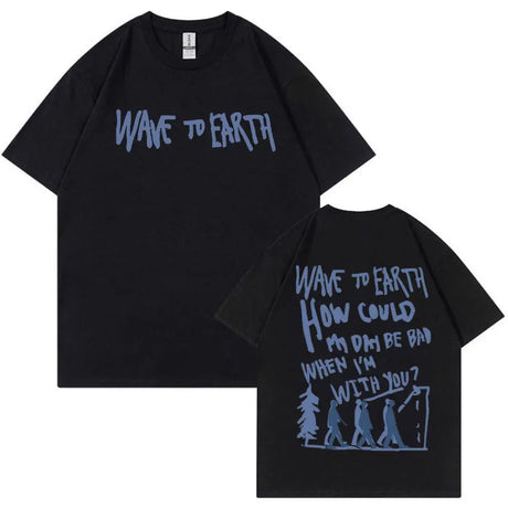 Vintage Wave To Earth Music Album Print T Shirt Men Women Casual Harajuku Fashion T-shirts Hip Hop Oversized T-shirt Streetwear - Lootquake